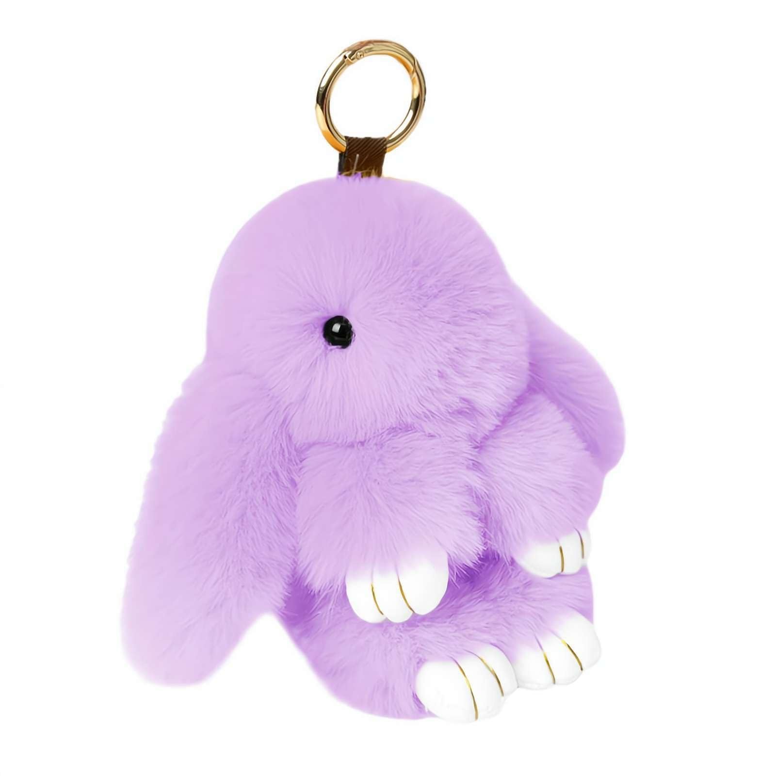 Amazon.co.jp: かわいい長い耳のウサギのキーホルダー 本物のミンクの